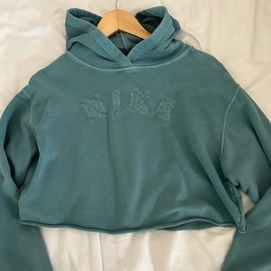 cropped teal nike hoodie